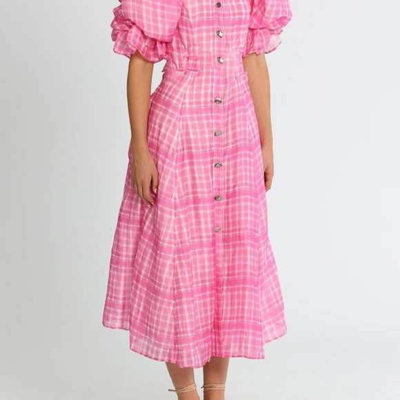 Aje Bungalow Pleated Puff Sleeve dress SZ Medium - Picture 2 of 8